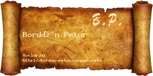 Bordán Petur névjegykártya